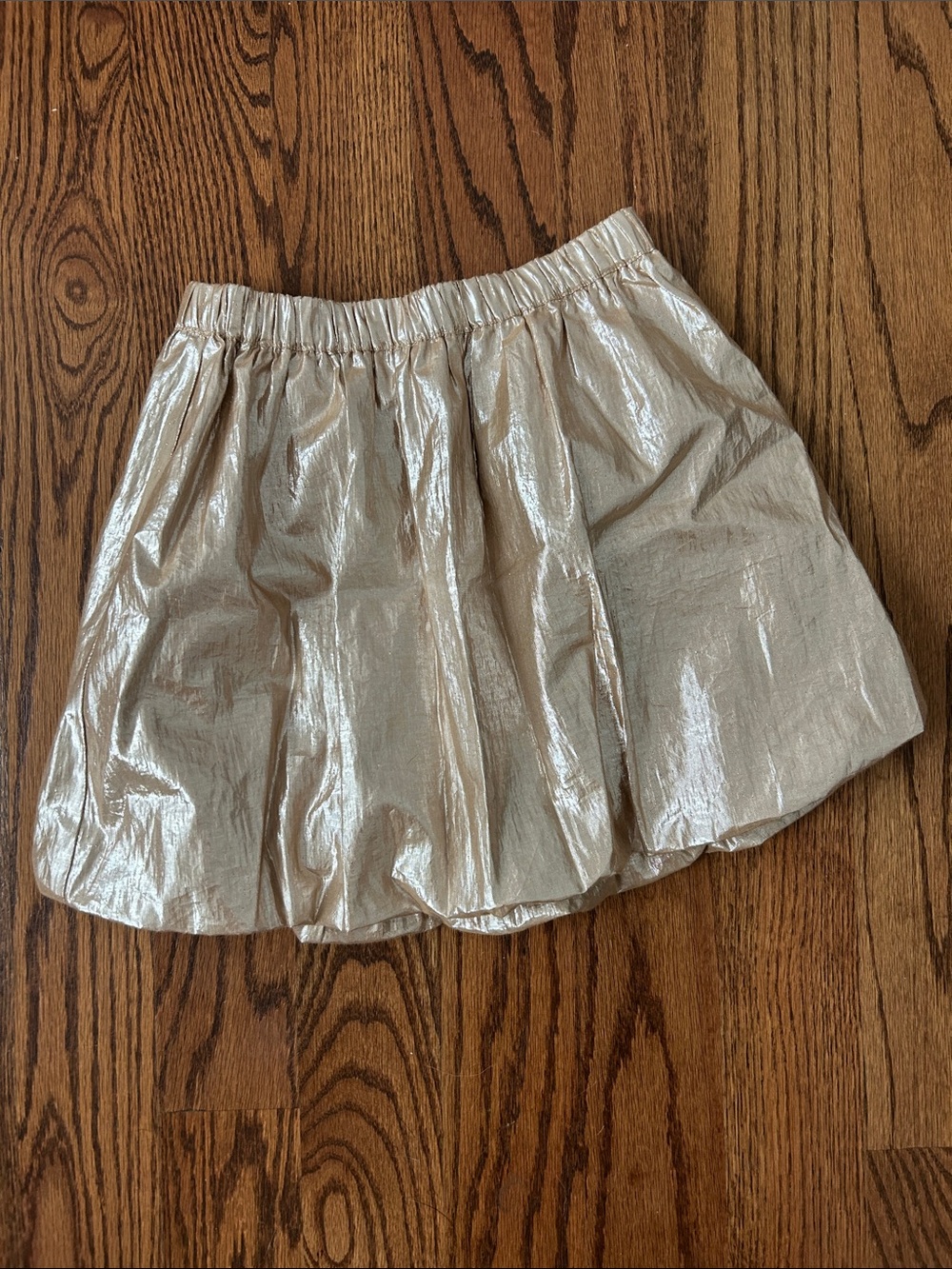 Crewcuts Metallic Champagne Bubble Skirt - size 12, lined with elastic band.